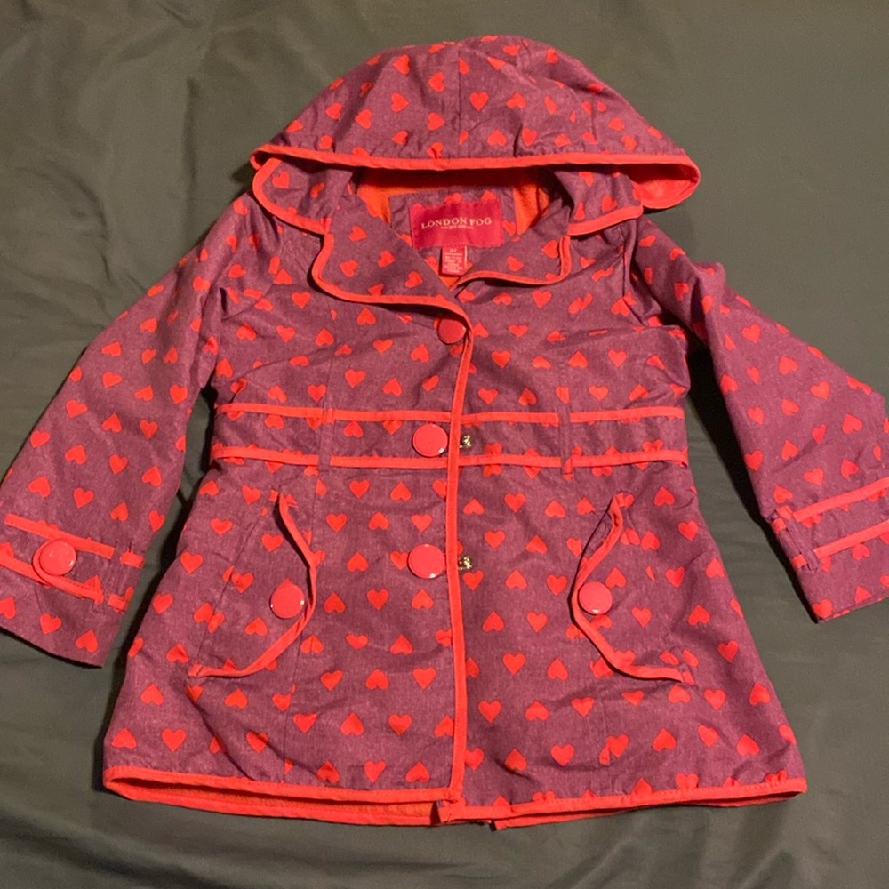 London Fog Girl’s Jacket - Purple with pink hearts